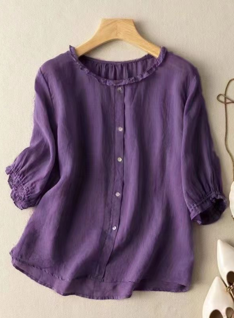 Purple Ruffle Neck Top