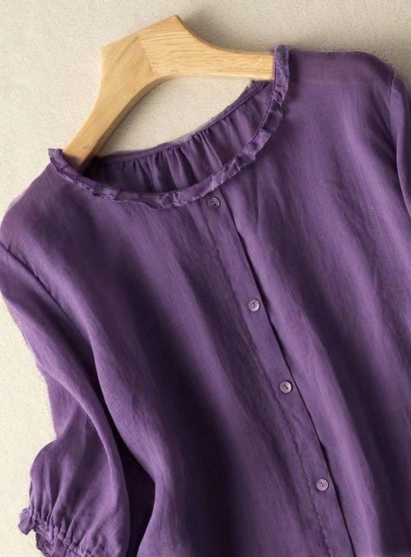 Purple Ruffle Neck Top