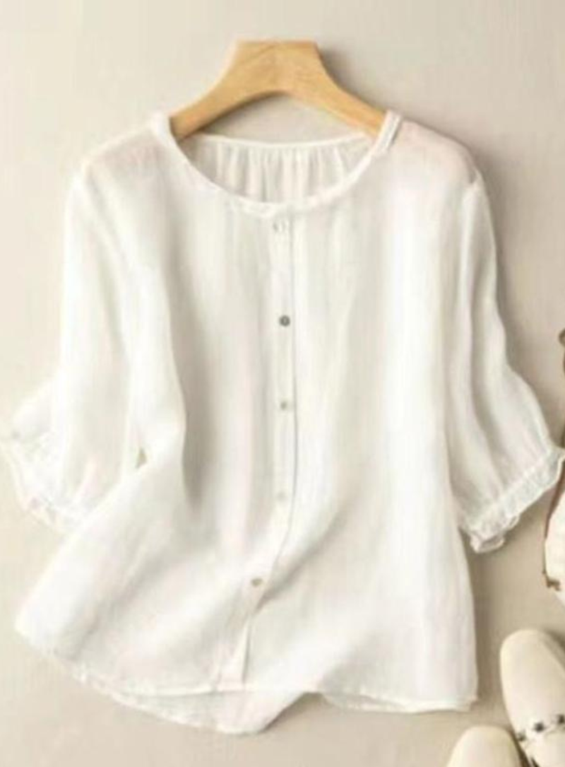 White Ruffle Neck Top for Women