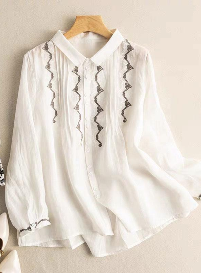 White Pintuck Embroidered Tunic for Women