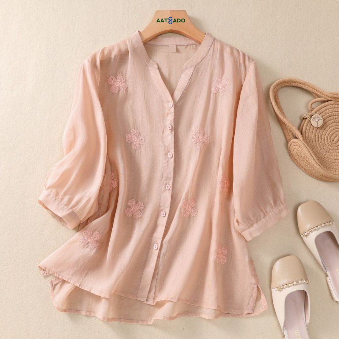 Purple cotton embroidery tunic