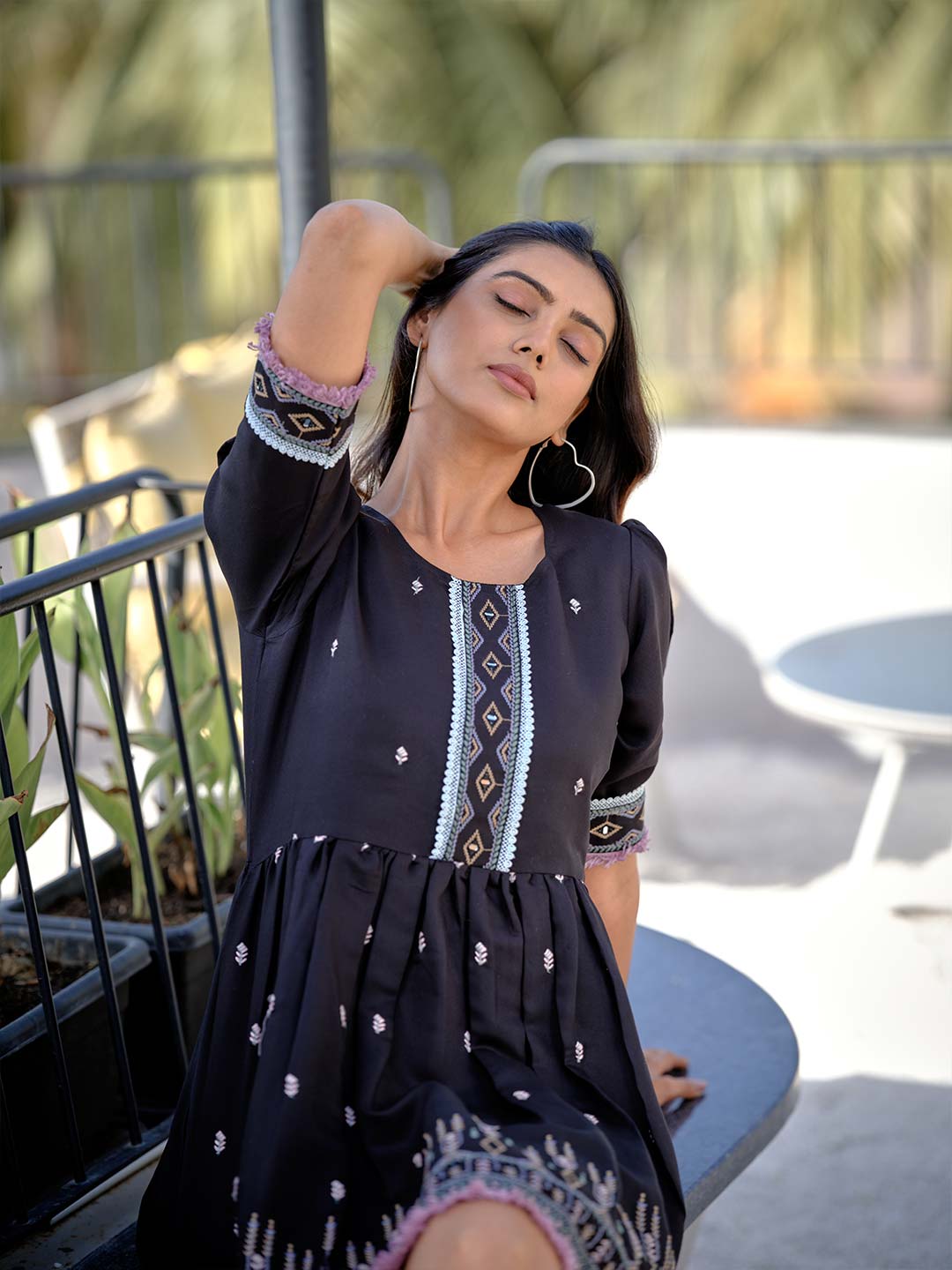 Black Flare Cotton Tunic