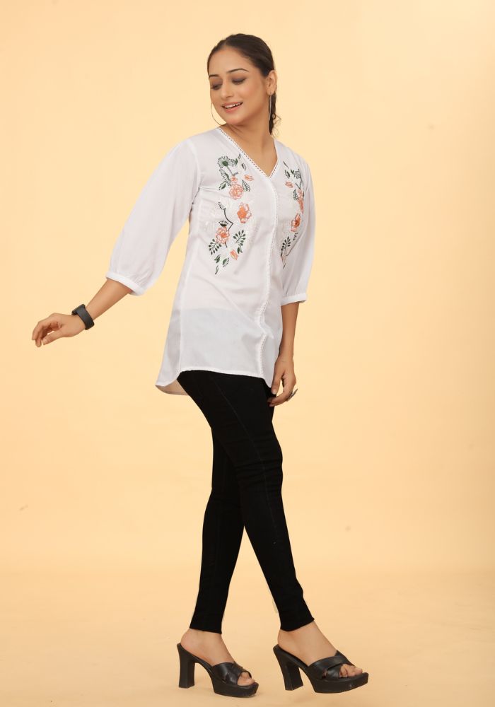 White Cotton Tunic for Women