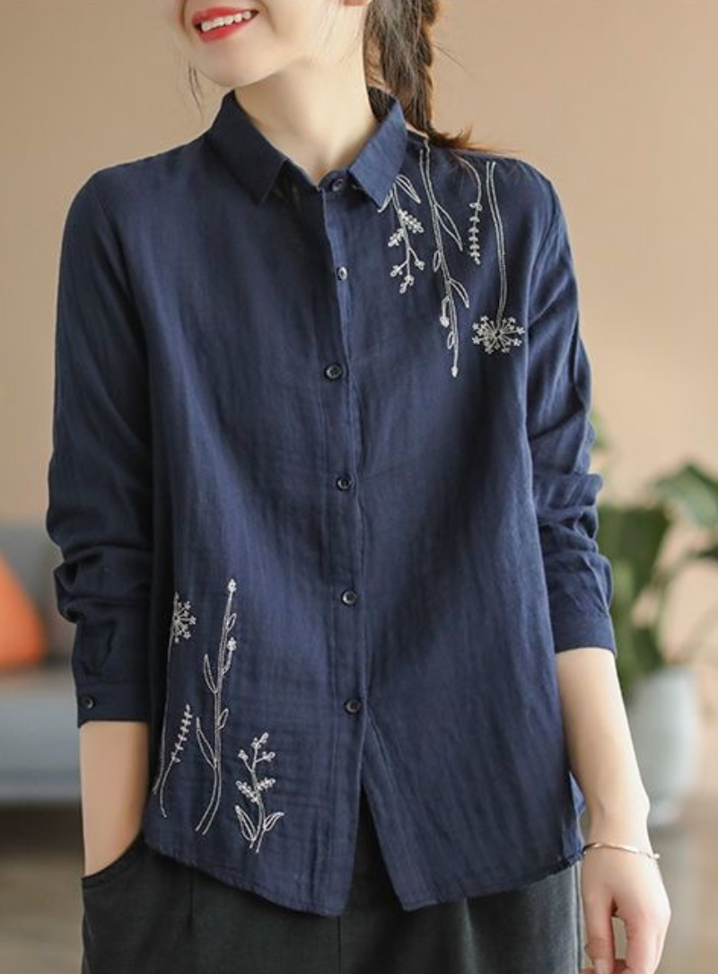 Blue Embroidered Shirt