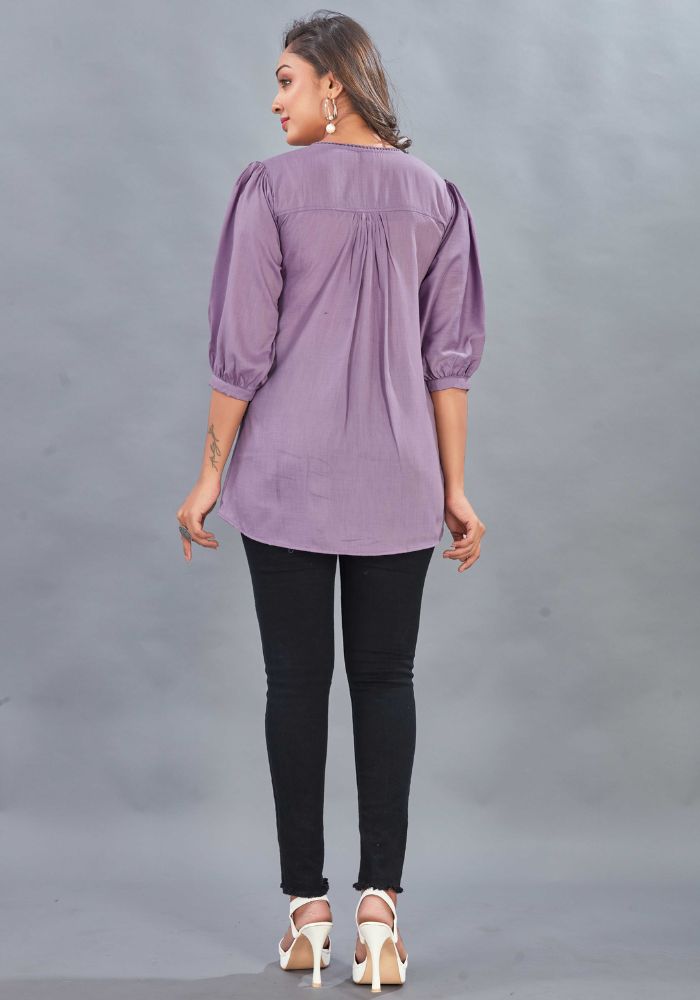 V-Neck Lavender Tunic for Women