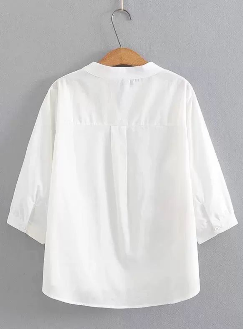 White Bird & Lotus Embroidered Pure Cotton Tunic
