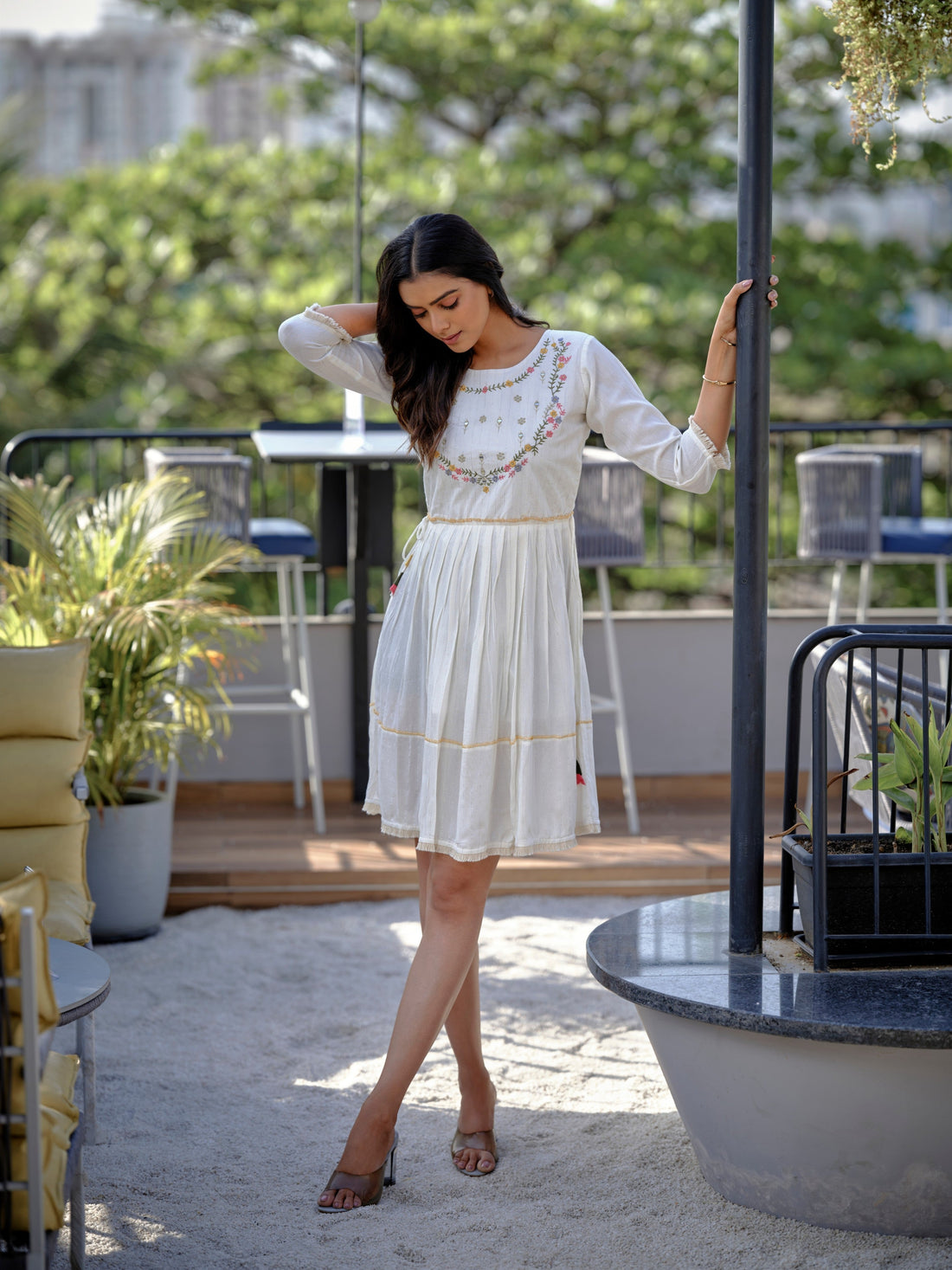 Cotton Fit And Flare White Tunic