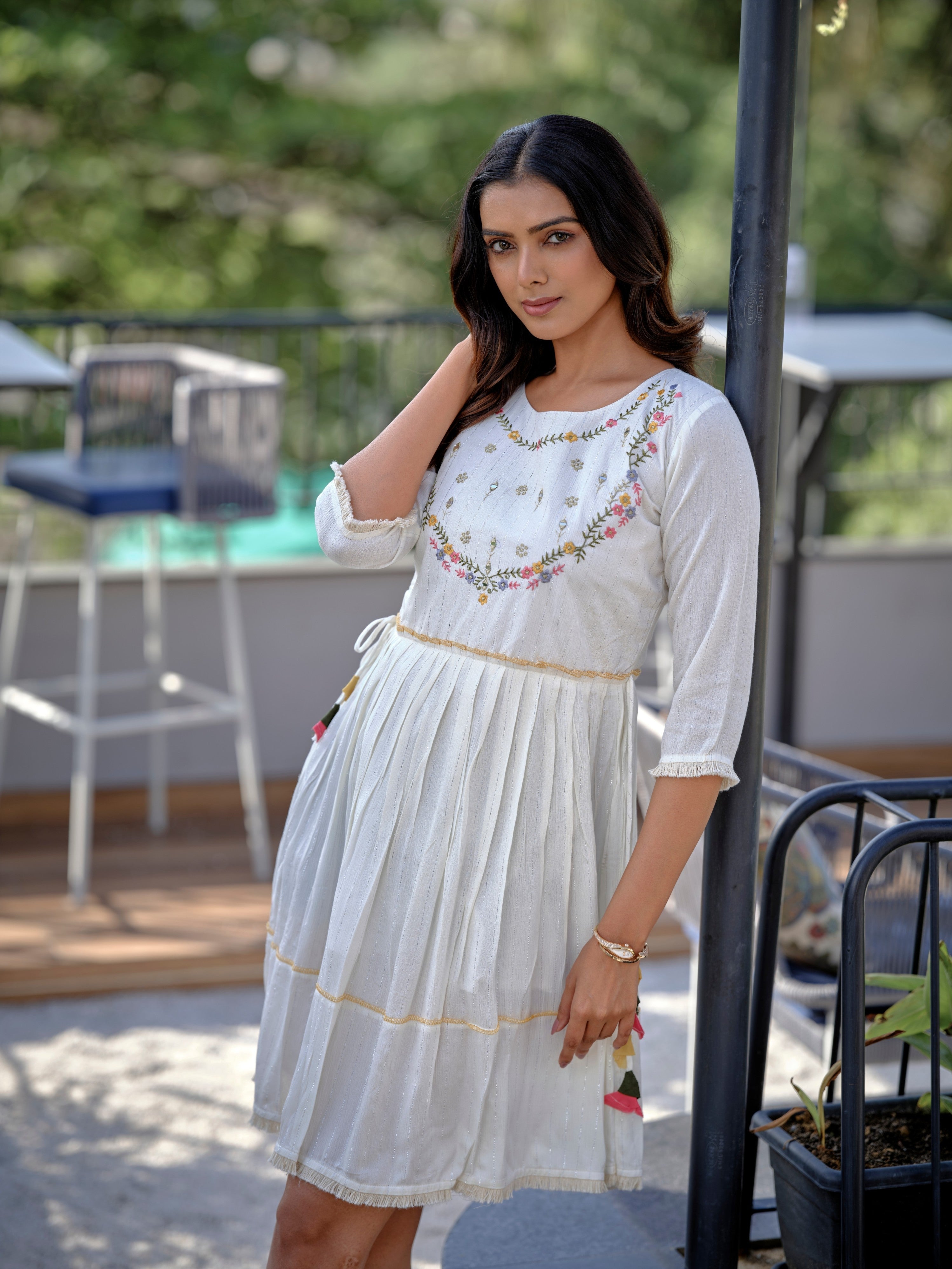 Cotton Fit And Flare White Tunic