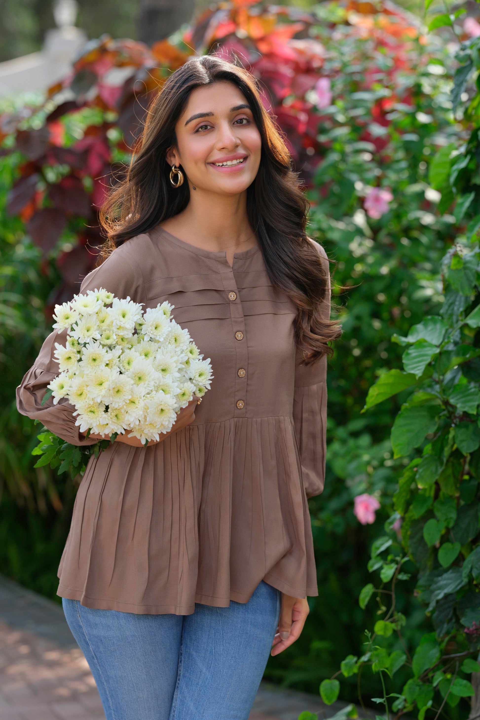 Heavy Rayon Solid Brown Tunic
