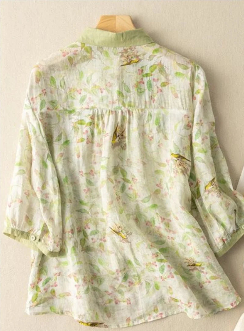 Sage Green Cotton Shirt Top for Women