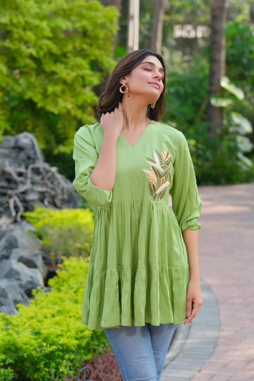 V-Neck Green Tunic