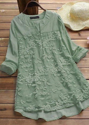 Green Embroidery Casual Wear Stylish Tops