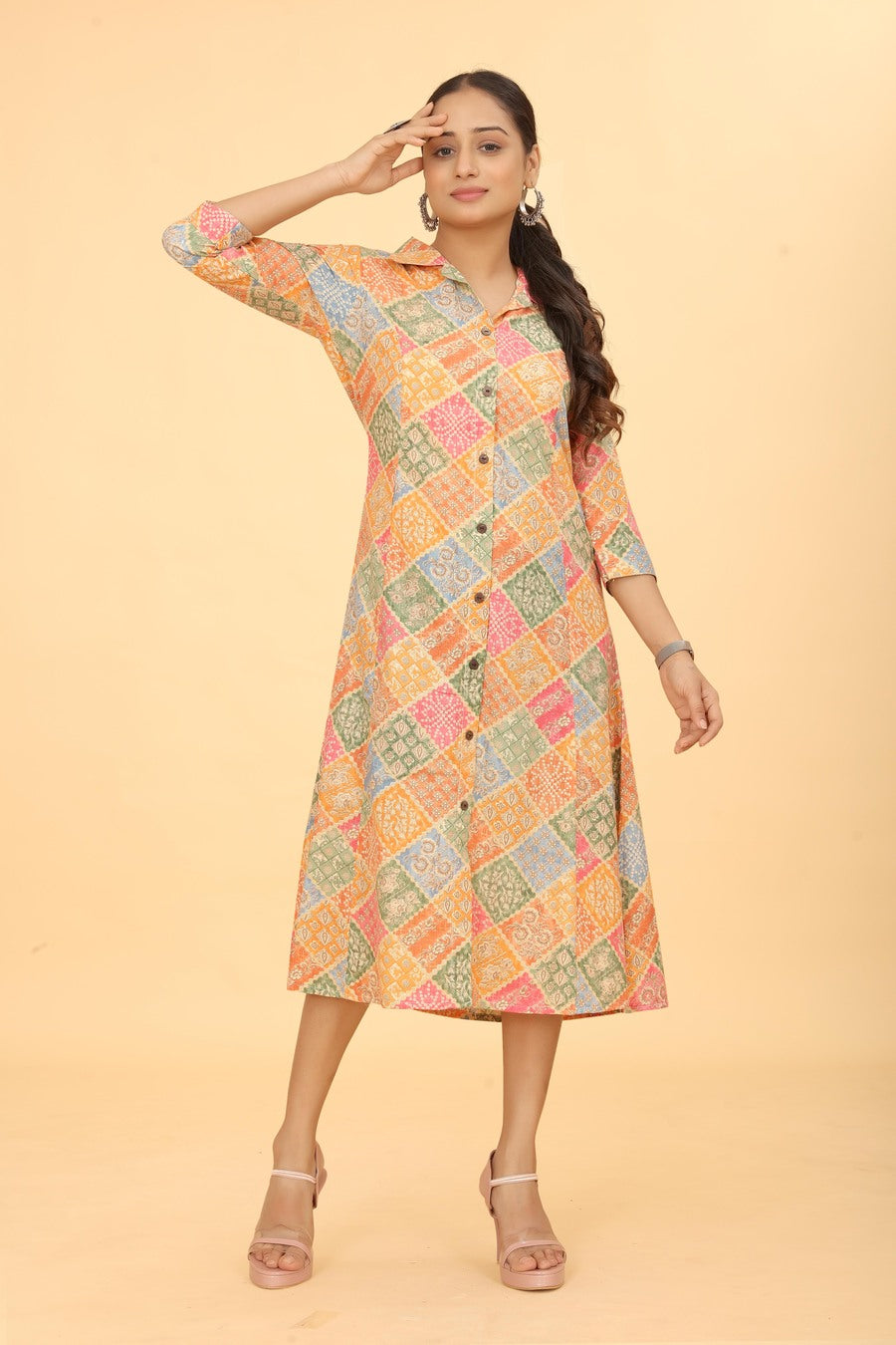 Orange A-line Dress For Women