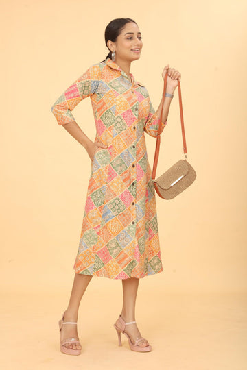 Trendy Orange A-line Dress For Women