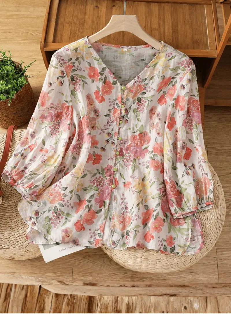 Ivory Multicolour Floral Printed Pure Cotton for Women