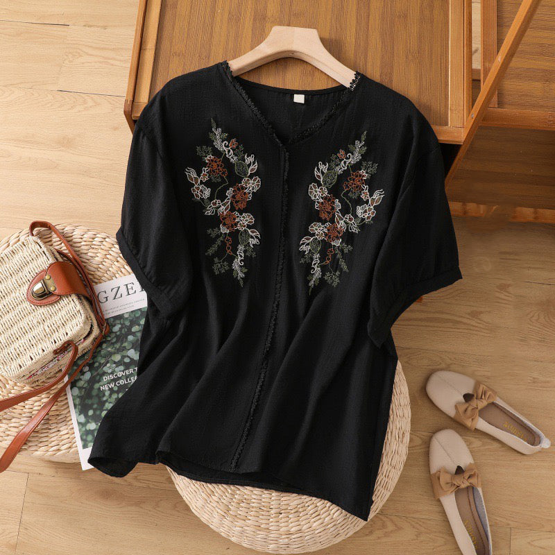 Casual Wear V-Neck Half Sleeve Black Tunic