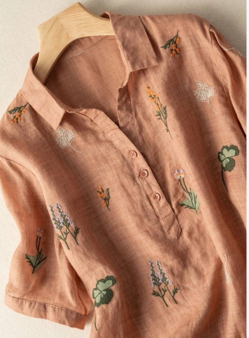 Peach Embroidered Tunic Top for Women