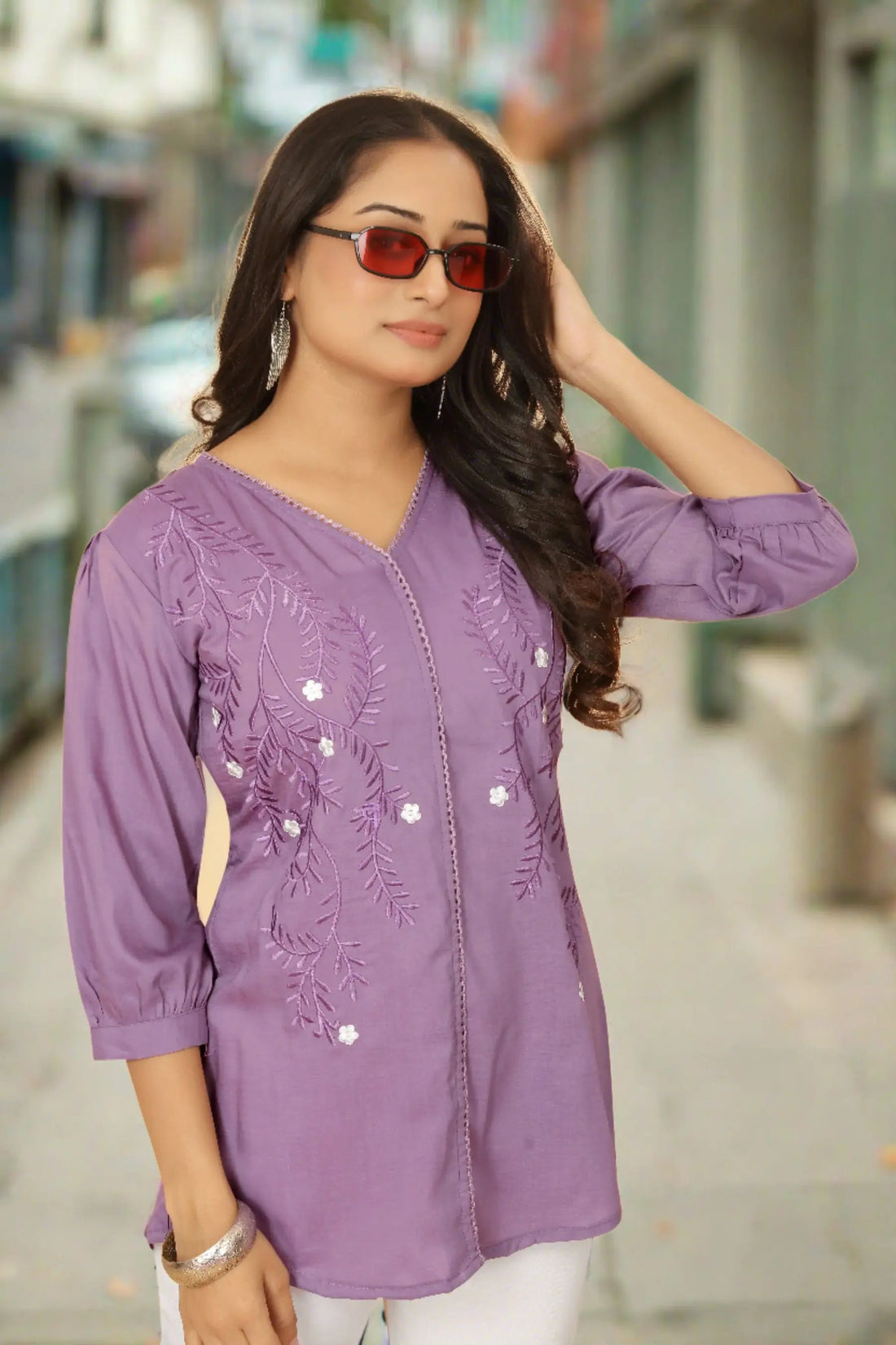 Purple V-Neck Top
