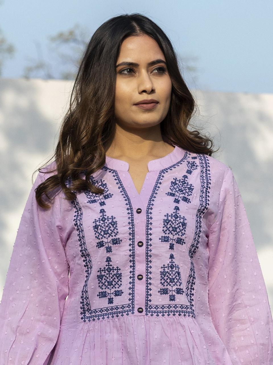Peach Cotton Tunic for Women