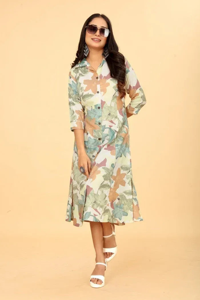 A-line Green Dress