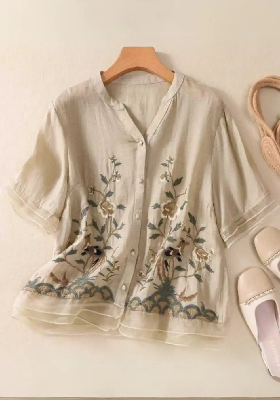 Beige Floral Top