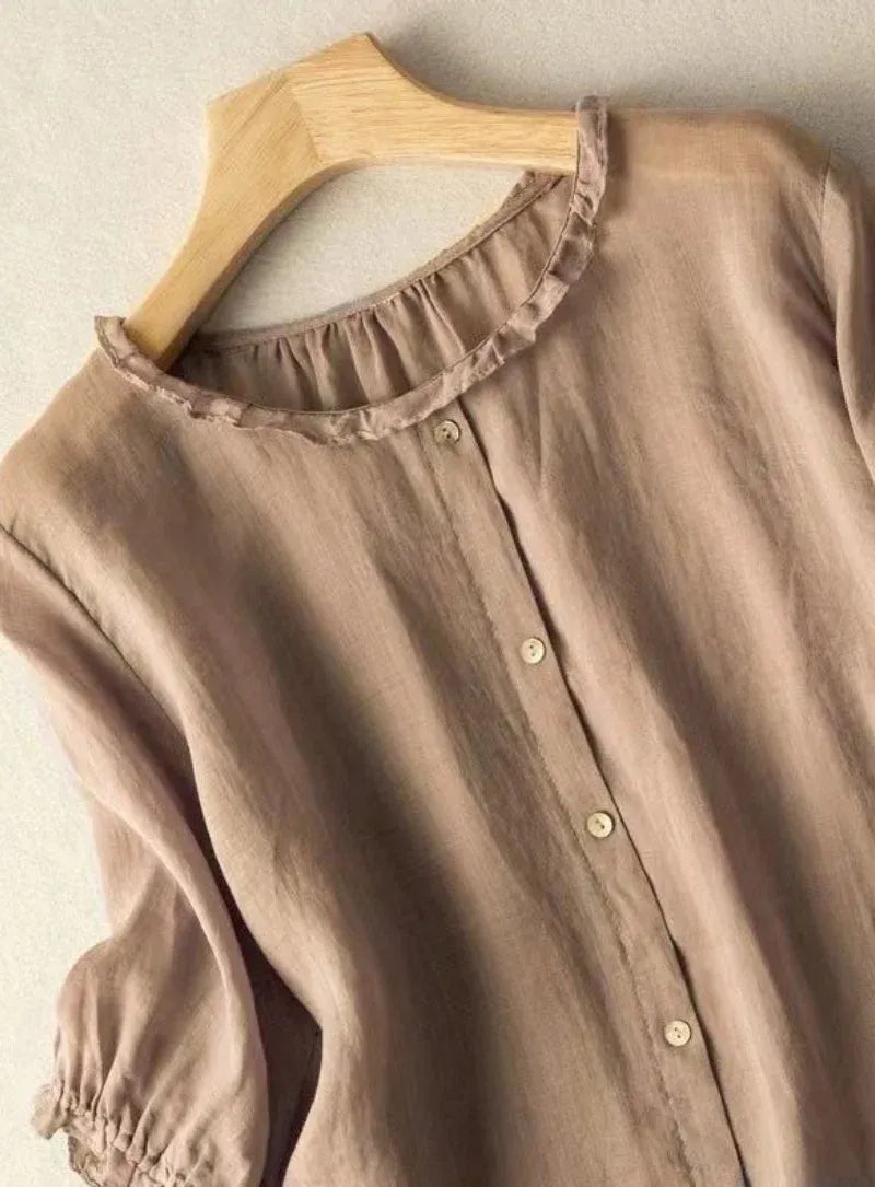 Beige Ruffle Top