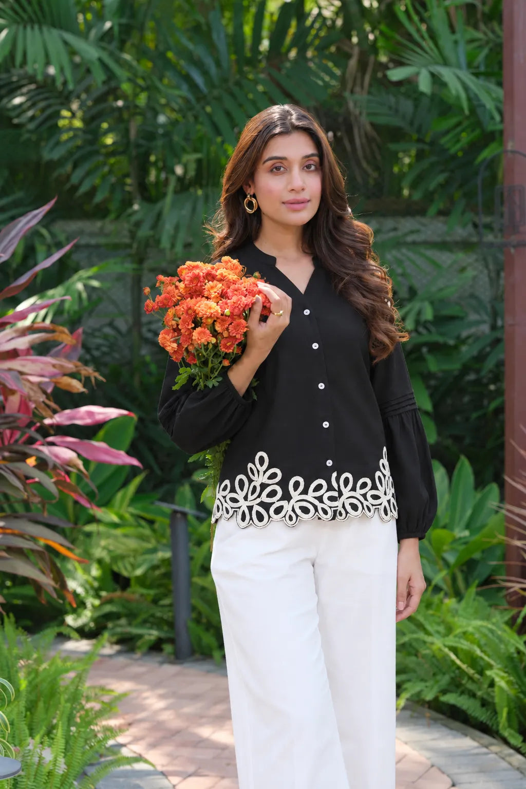 black band collar women top