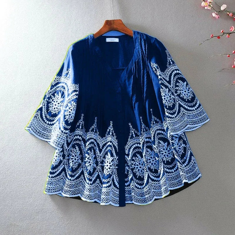 Blue Chikankari Top