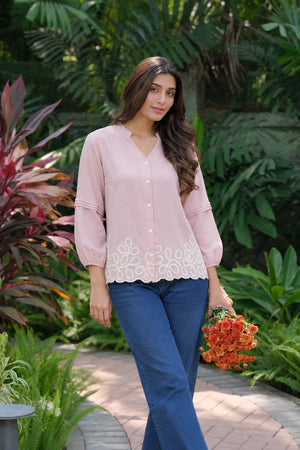 blush pink cotton women top