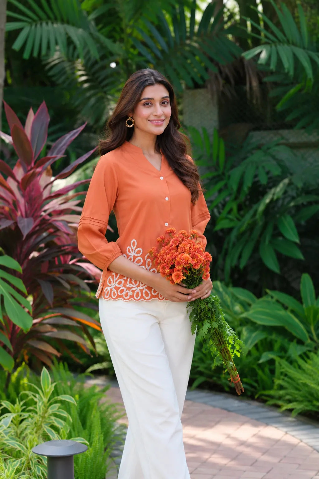 burnt orange cotton women top