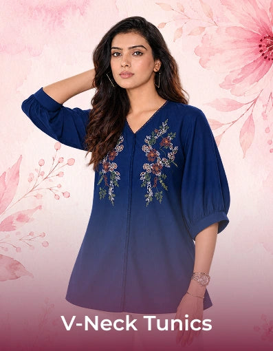 Blue V-Neck Tunic