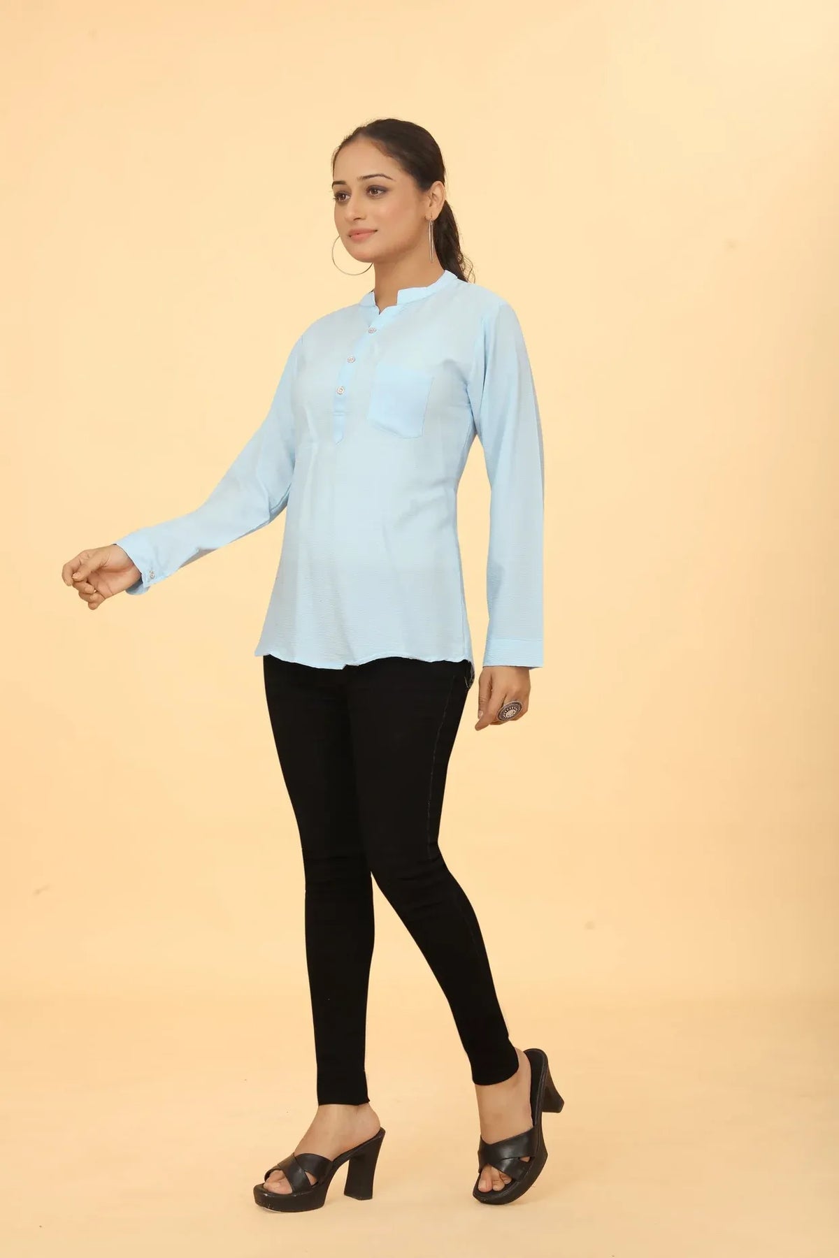 Cotton Tunic Sky Blue Women