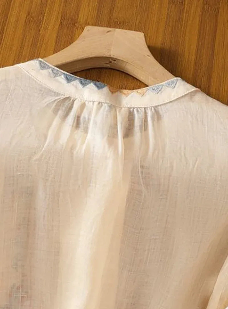 Embroidered Cream Top