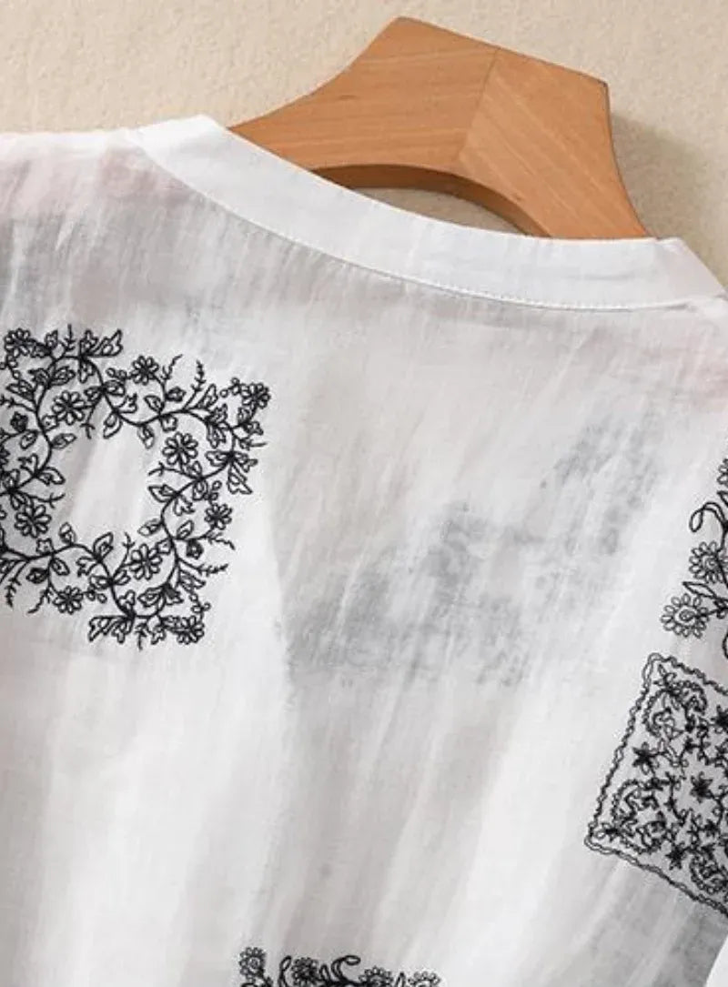 Floral White Cotton Top