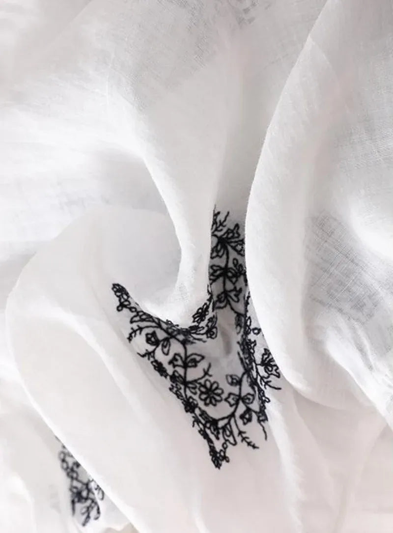 Floral White Cotton Tunic