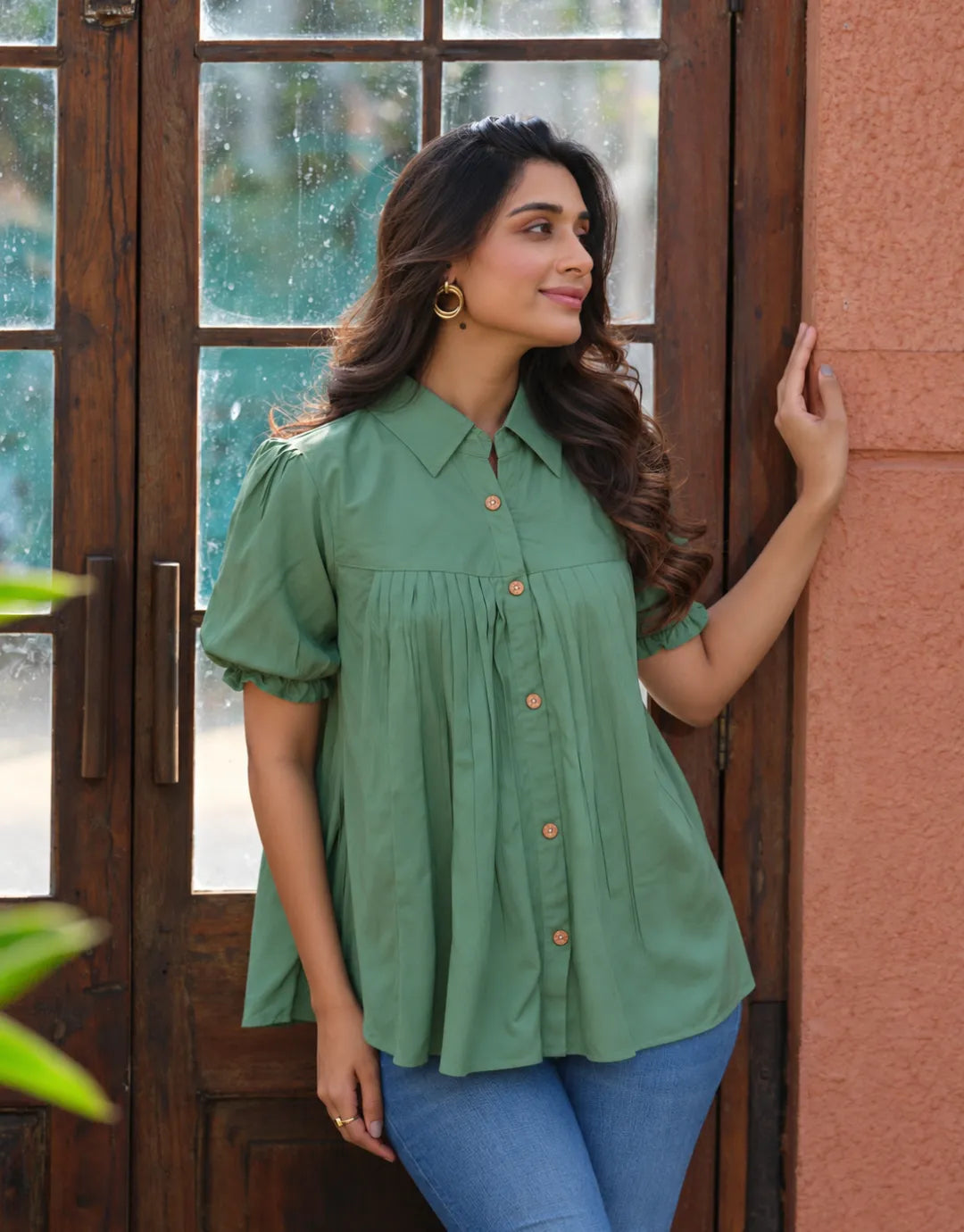 green collared tunic