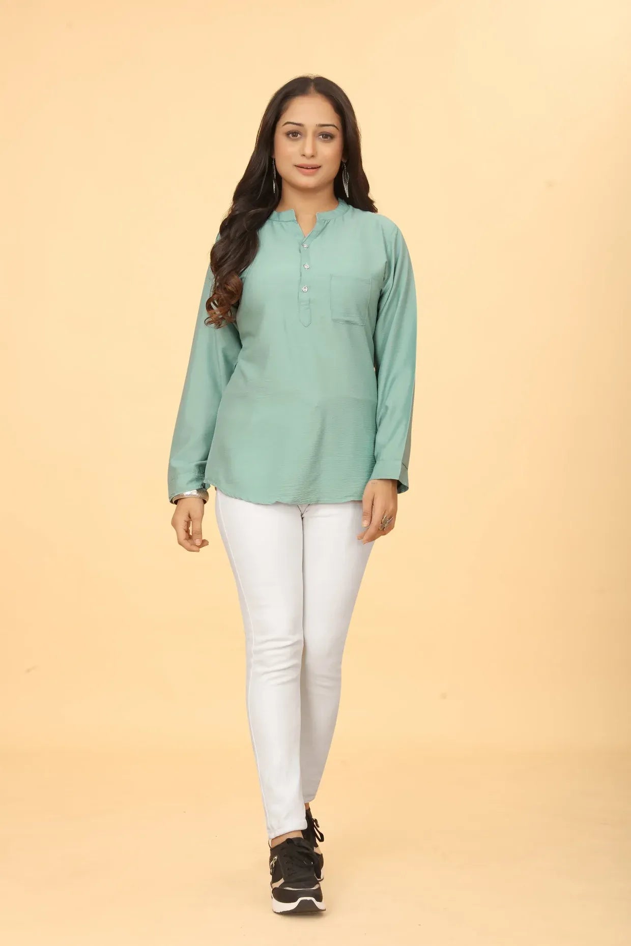 Green Cotton Tunic Top
