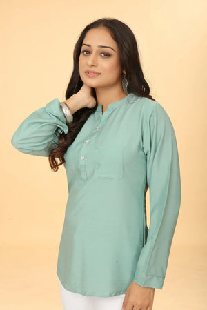 Green Cotton Women Tunic