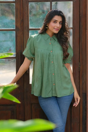 Green Rayon Tunic