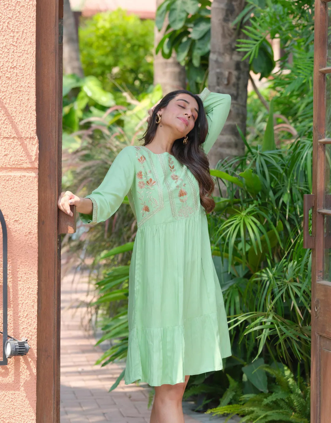 pista floral embroidered dress