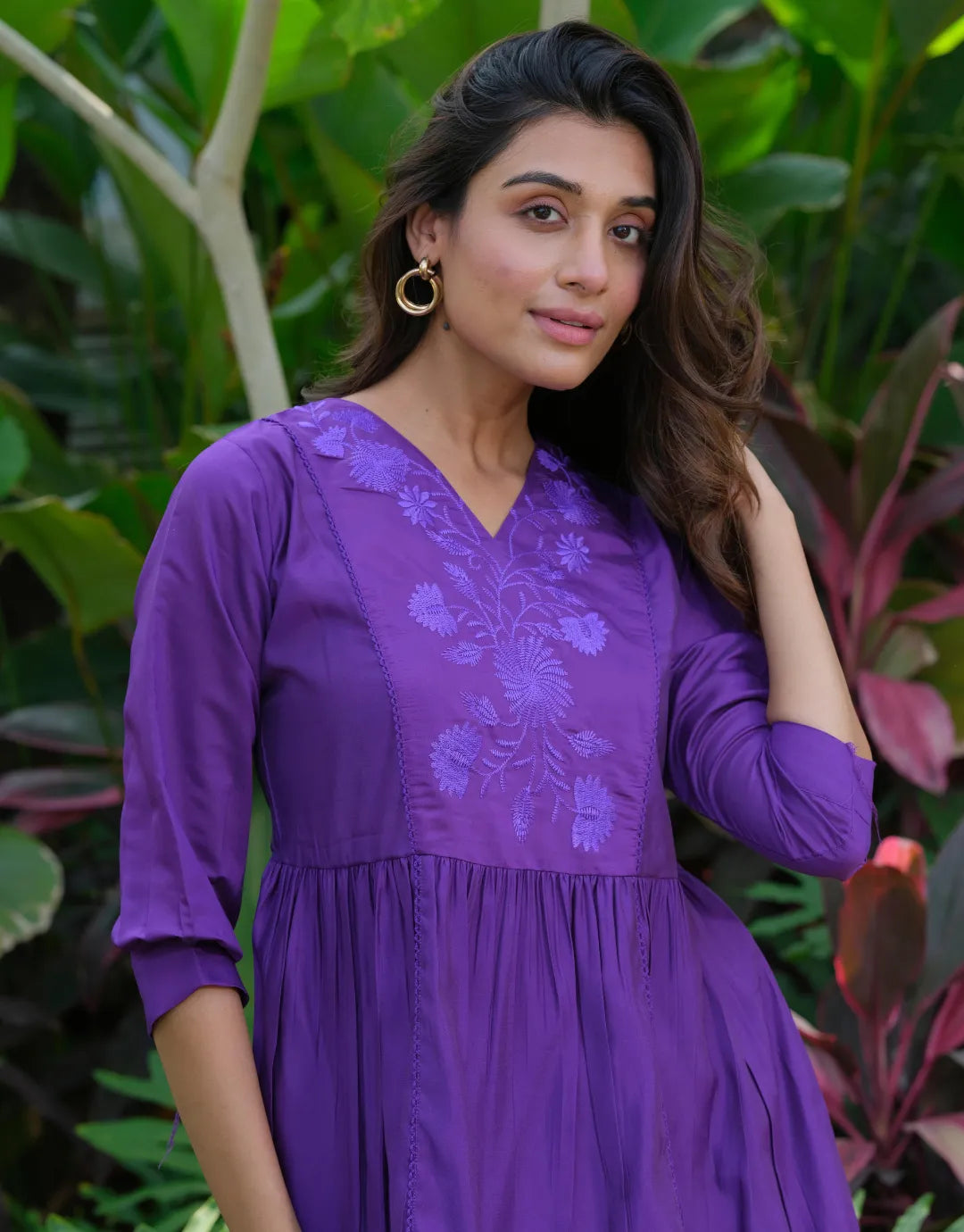 purple floral tunic top