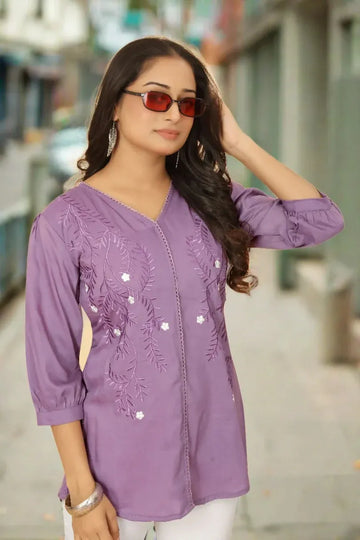 Purple V-Neck Top