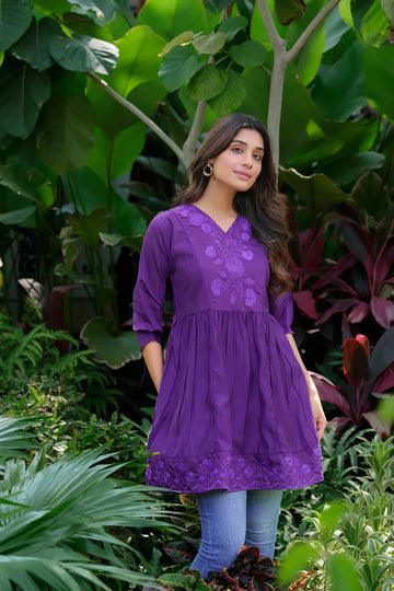 Purple V-neck Tunic