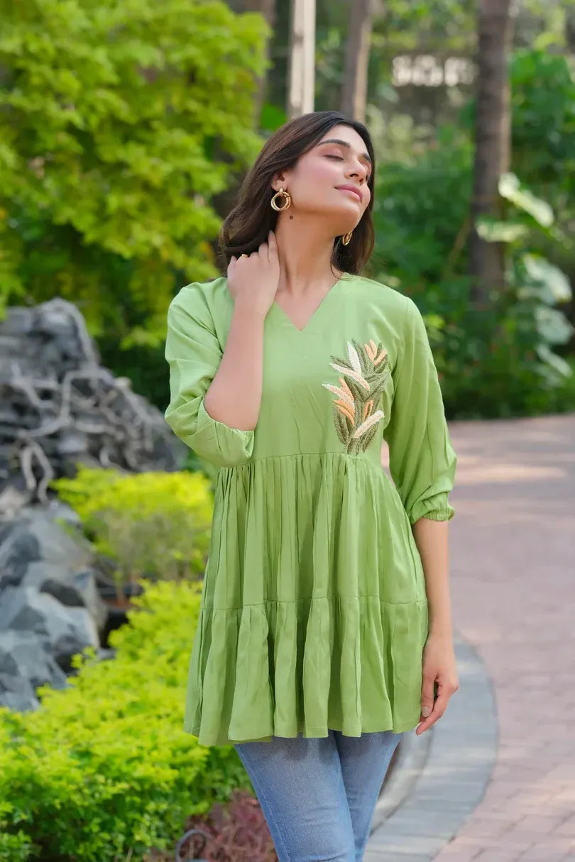 Rayon Green Top