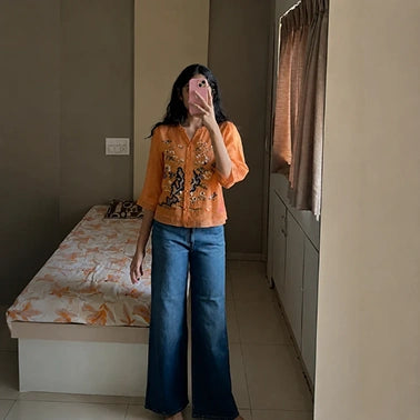 Orange V-Neck Top