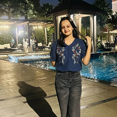 Blue V-Neck Top