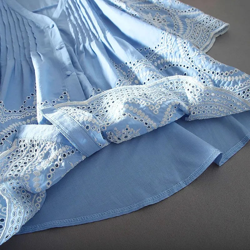 Sky Blue Chikankari Cotton Top