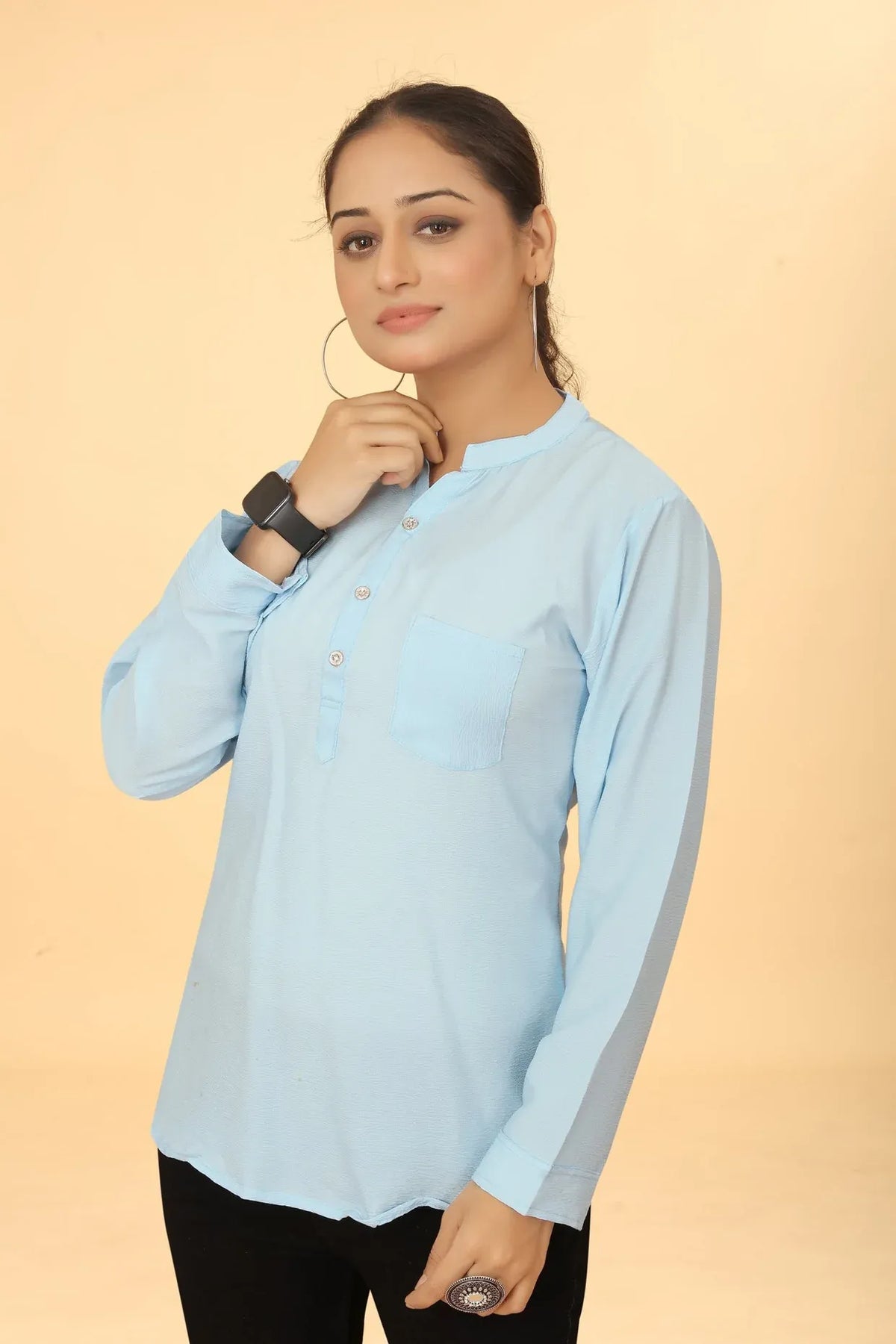 Sky Blue Cotton Women Tunic