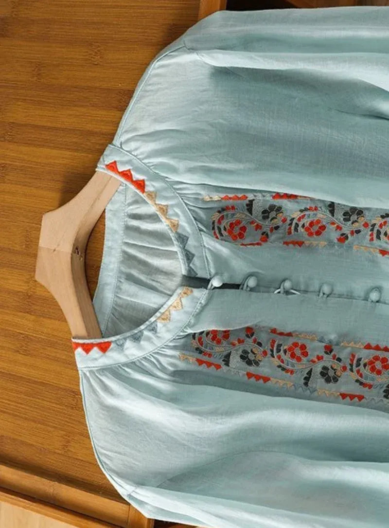 Sky Blue Floral Top