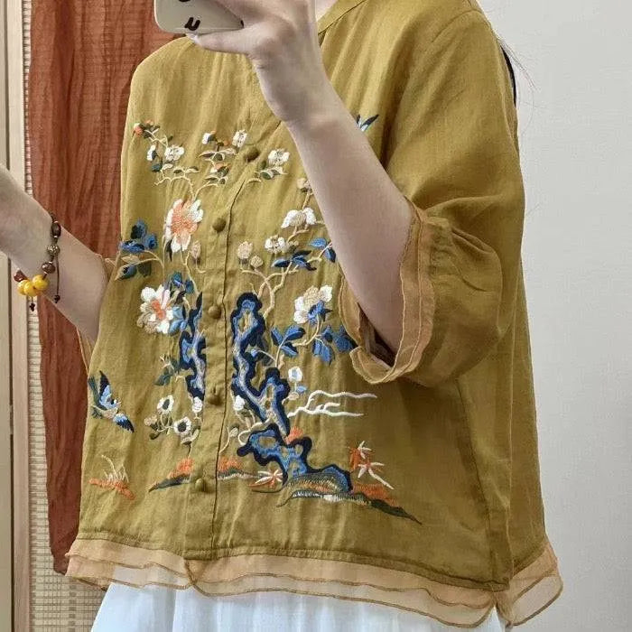 V Neck Mustard Top